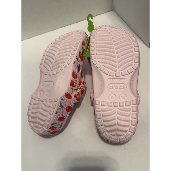 Crocs Classic Fresh Fruits Clog Shoes Womens Size 11 Pink Cherry Graphic Comfort - Picture 9 of 11